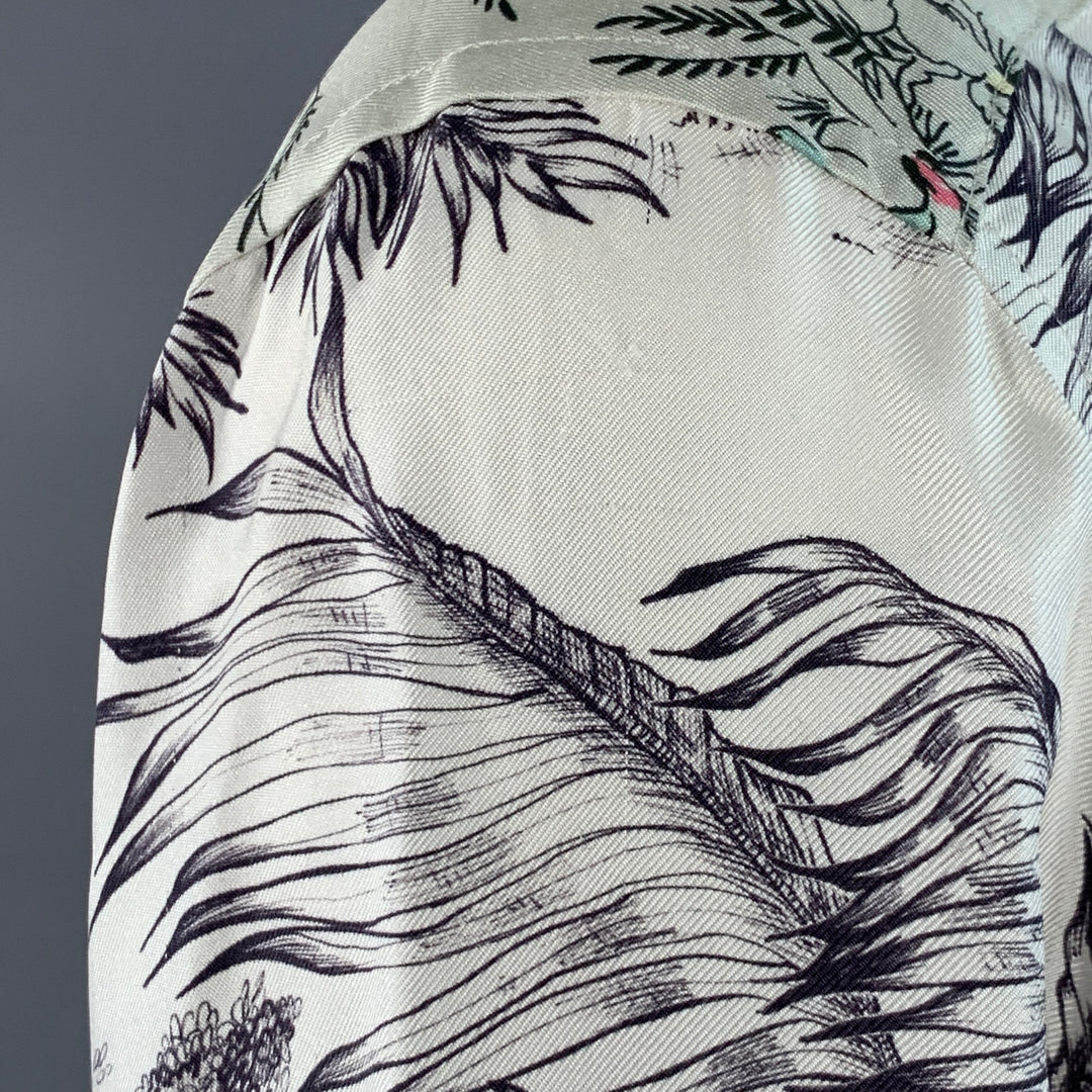 ZADIG & VOLTAIRE Size M Multi Color Silk Leopards Butterflies Print Button Up Shirt