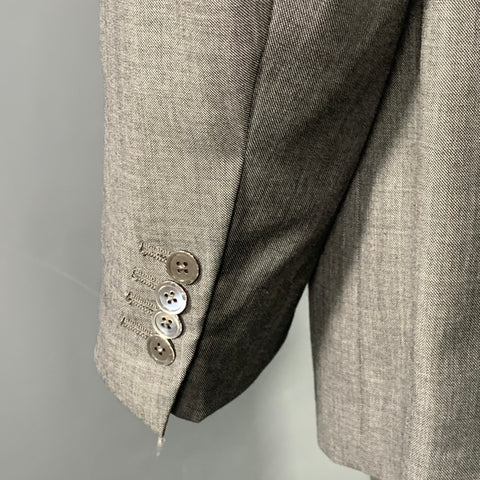 ISAIA Size 46 Regular Grey Slate Wool Notch Lapel Suit
