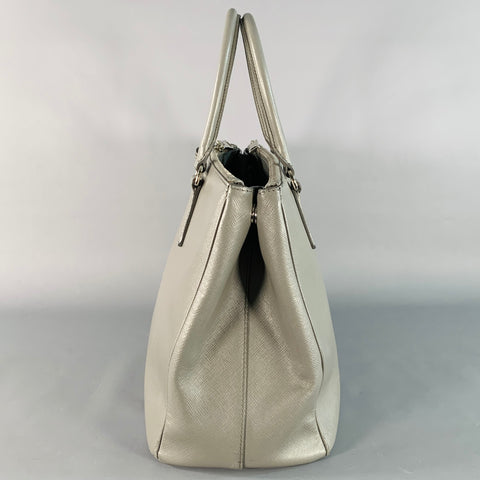PRADA Galleria Grey Saffiano Leather Top Handles Handbag
