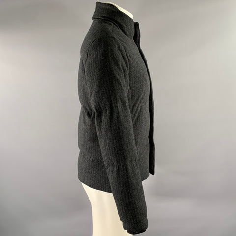 VINCE Size XS Grey Break Herringbone Cotton Polyester Puffer Jacket
