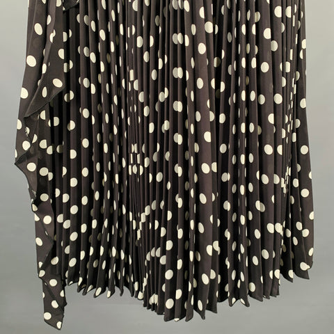 MARC JACOBS Size 2 Black White Polyester Polka Dot A-Line Skirt