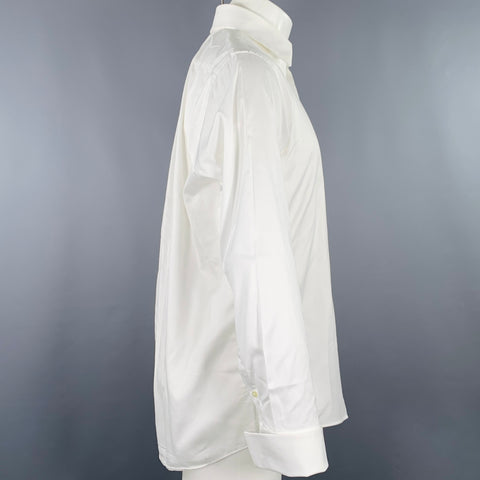 HUGO BOSS Size M White Textured Cotton Tuxedo French Cuffs Long Sleeve Shirt