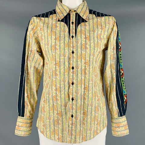 ROBERT GRAHAM Size XL Yellow Multi Color Print Cotton Western Long Sleeve Shirt