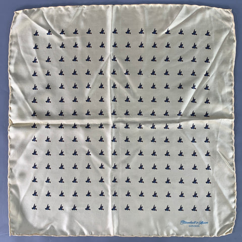 TURNBULL & ASSER Yellow Blue Birds Silk Pocket Square