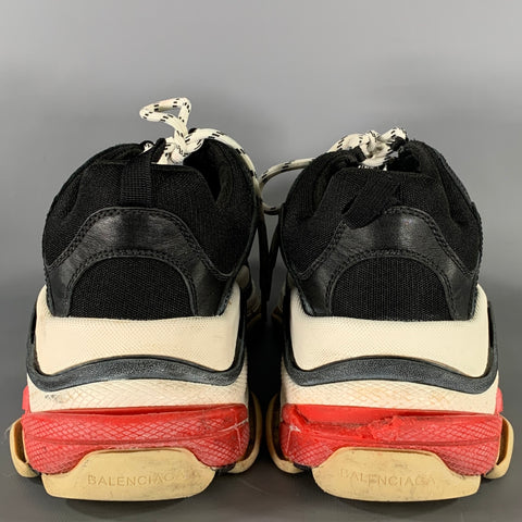 BALENCIAGA Size 10 Black White Triple S Mesh Lace Up Sneakers