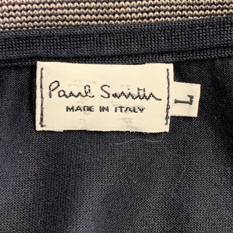 PAUL SMITH Size L Navy Grey Cotton Contrast Stripe Trim Polo