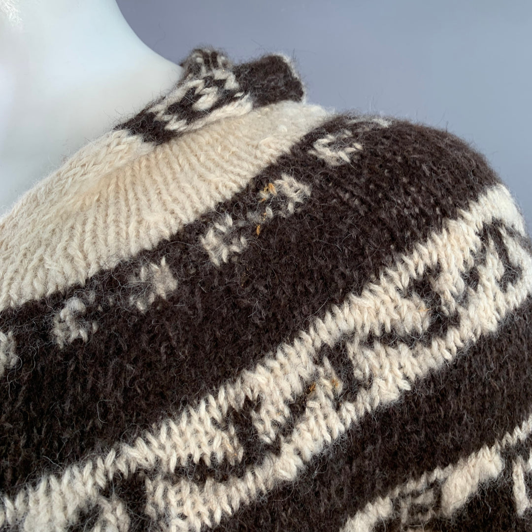 JUNYA WATANABE Size L Cream Brown Knit Wool Hooded Zip Up Cardigan