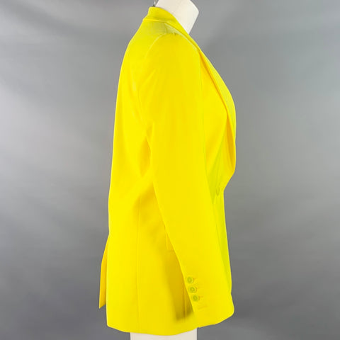 MSGM Size 2 Yellow Wool Peak Lapel Single Button Jacket Blazer