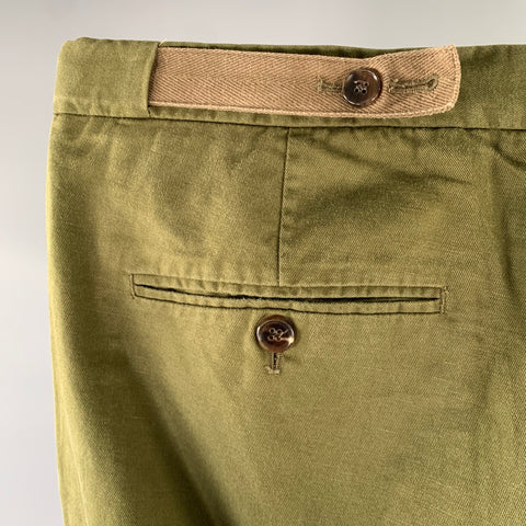 MAISON MARGIELA Size 36 Green Olive Twill Cotton Linen Straight Casual Pants