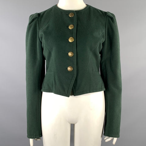 HERMES 1990's Etendards Et Bannieres Size 12 Multi-Color Cashmere Wool Reversible Jacket