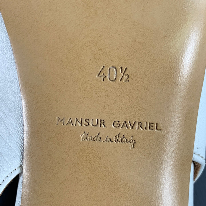MANSUR GAVRIEL Size 10.5 White Leather Slingback Chunky Heel Pumps