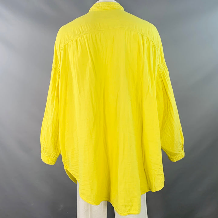 KAPITAL Size L Yellow Cotton Two Pockets Oversized Long Sleeve Shirt Jacket