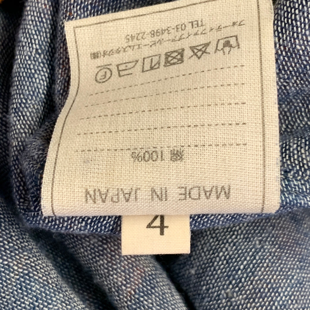 45rpm Size XL Blue Orange Plaid Cotton Curved Cutaway Flannel Long Sleeve Shirt