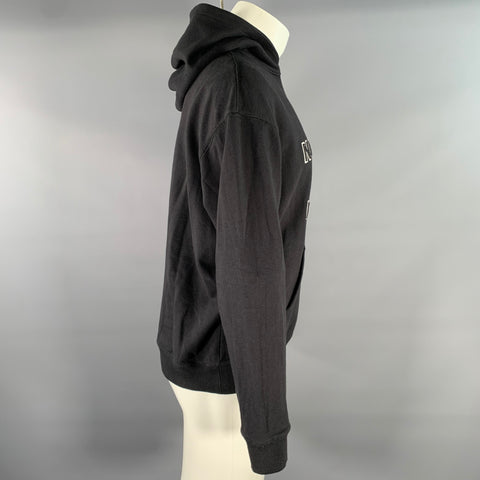 DRO'LE DE MONSIEUR Size S Black Graphic Cotton Hoodie Sweatshirt