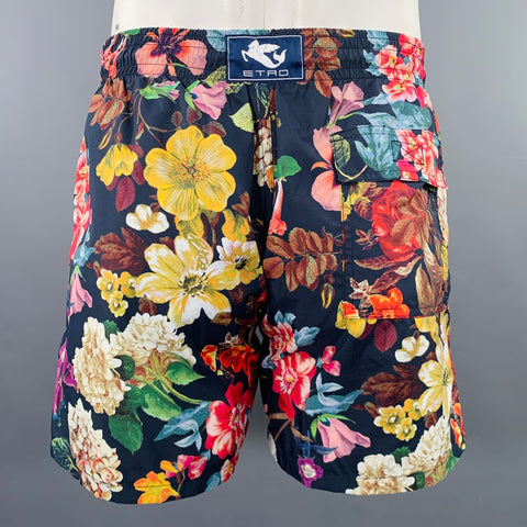 ETRO Maillot de Bain Multicolore à Fleurs en Polyamide Taille L