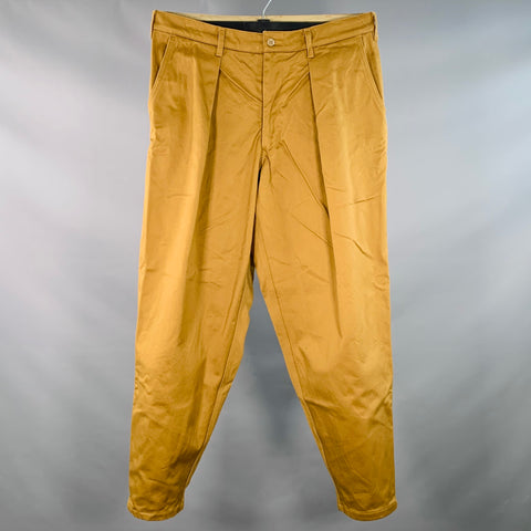 MONITALY Size 34 Tan Cotton Sateen Pleated Water Resistant Riding Casual Pants