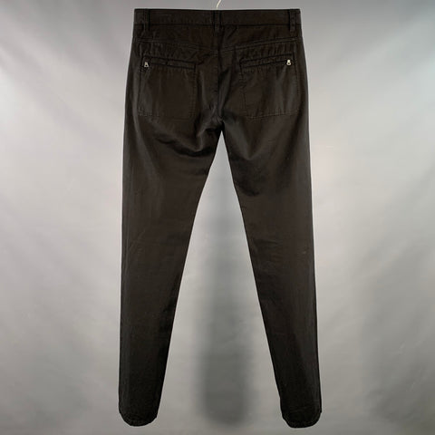 PRADA Size 32 Black Twill Cotton Flat Front Slim Straight Casual Pants