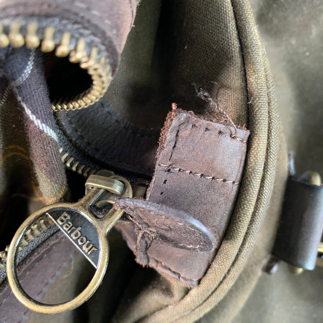 BARBOUR Wax Holdall Brown Olive Waxed Cotton Duffle Bag