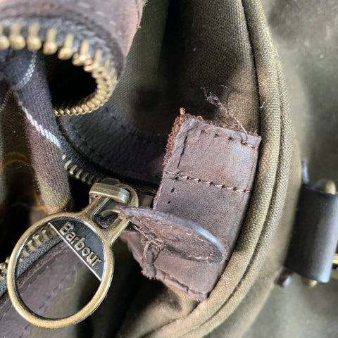 BARBOUR Wax Holdall Brown Olive Waxed Cotton Duffle Bag