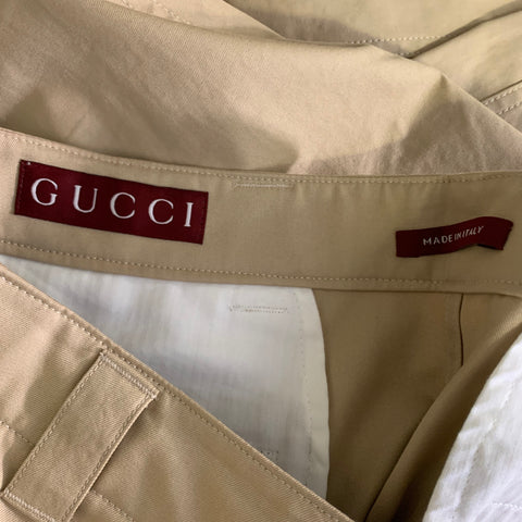 GUCCI Size 34 Khaki Cotton Zip Fly Casual Pants