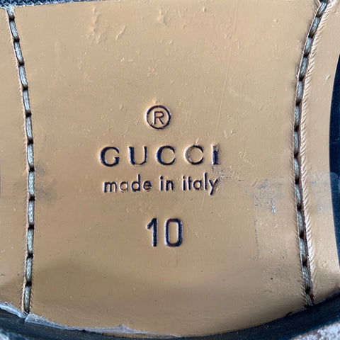 GUCCI Size 10.5 Black Contrast Trim Leather Penny Loafers