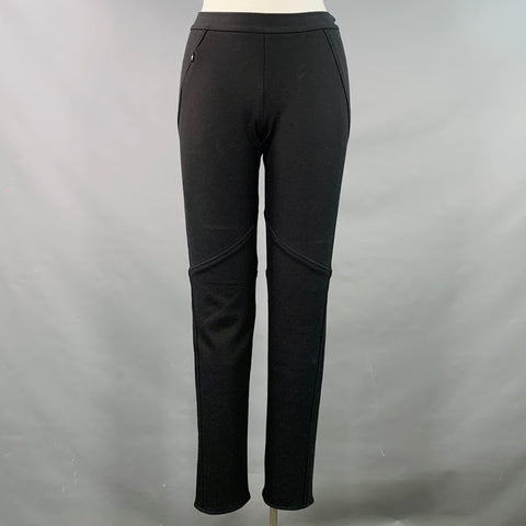 DONNA KARAN Size 10 Black Cotton Blend Fitted Casual Pants