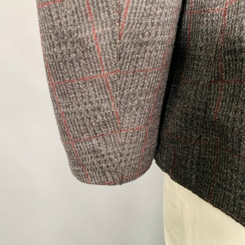 ARMANI COLLEZIONI Size 46 Grey Black Burgundy Plaid Sport Coat