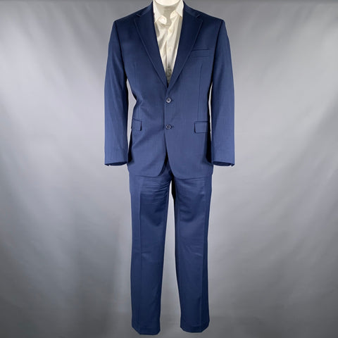 MICHAEL STRAHAN Size 44 Blue Wool Blend Single Breasted Suit