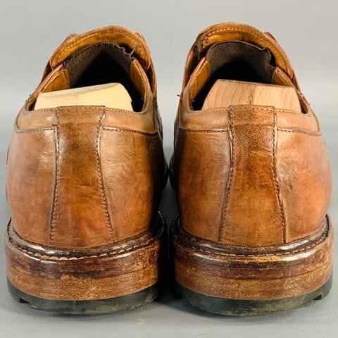 OFFICINE CREATIVE Size 9 Brown Leather Slip On Lace-Up Shoes