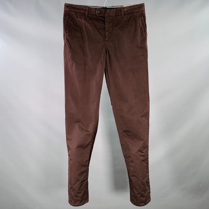 BRUNELLO CUCINELLI Size 34 Brown Twill Cotton Flat Front Casual Pants