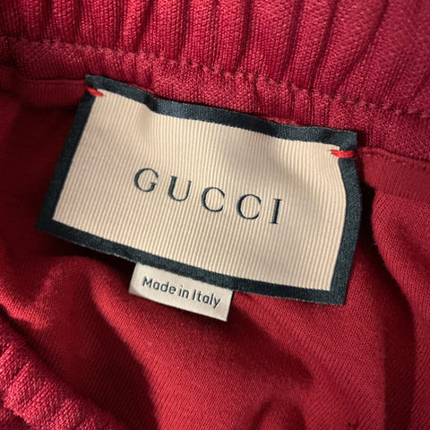 GUCCI Size L Burgundy Beige Polyester Cotton Sweatpants Casual Pants