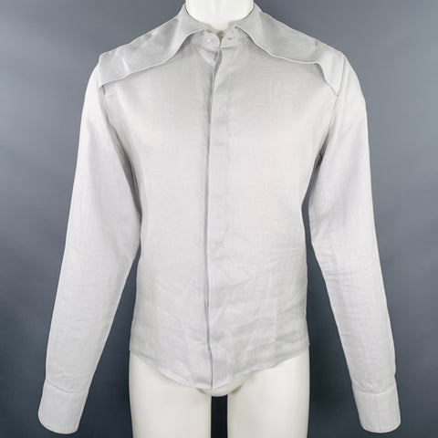 BOYFRIEND'S SHIRT Size M Grey Linen Long Sleeve Shirt