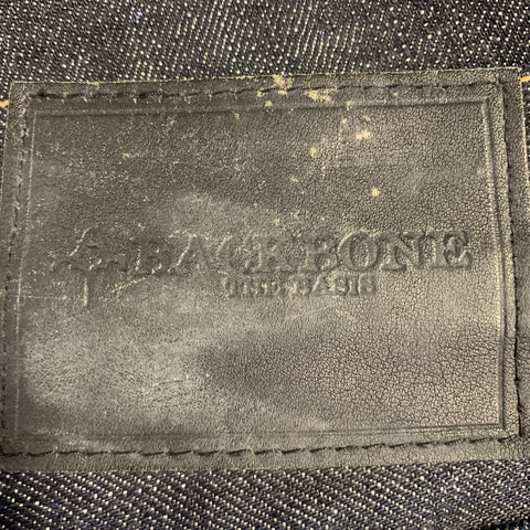 BACKBONE Size L Navy Cotton Straight Raw Edge Jeans