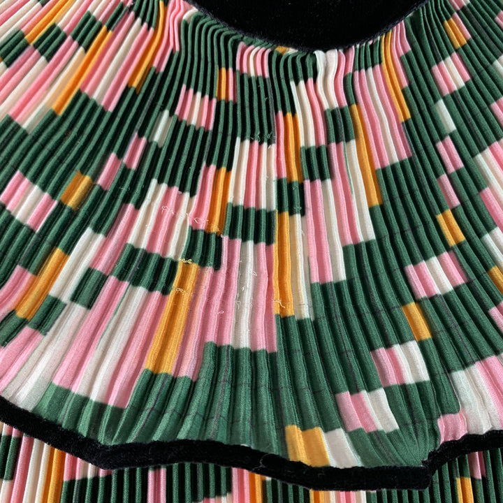 TORY BURCH Size 2 Green Pink Yellow Polyester Geometric Pleated Blouse