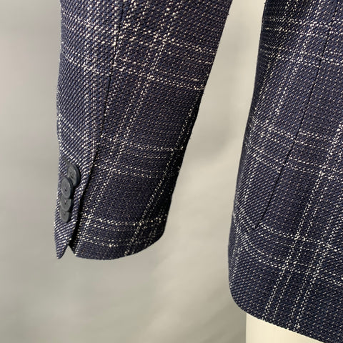 Veste Sport HUGO BOSS Taille 40 Carreaux Marine Blanc Mélange Laine Vierge
