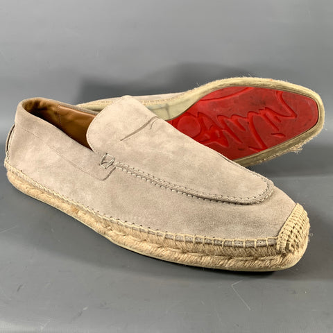 CHRISTIAN LOUBOUTIN Size 13 Grey Suede Espadrille Loafers