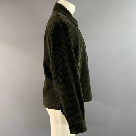ERMENEGILDO ZEGNA Size M Green Olive Corduroy Cotton Jacket