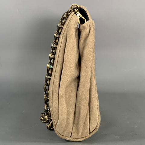 SHANGHAI TANG Tan Mint Suede Silk Nylon Handbag & Leather Goods