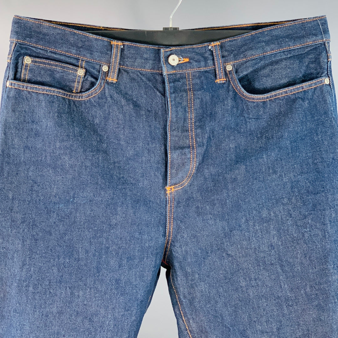 GUSTIN Size 40 Blue Twill Cotton Straight Selvedge Jeans