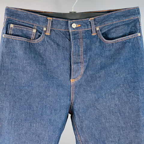 GUSTIN Size 40 Blue Twill Cotton Straight Selvedge Jeans