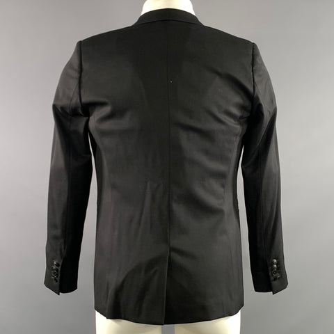 THE KOOPLES Chest Size 40 Black Embroidery Wool Elastane Notch Lapel Sport Coat
