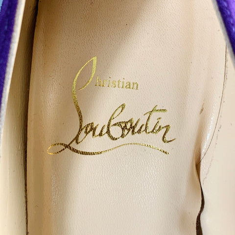 CHRISTIAN LOUBOUTIN Size 4.5 Purple Suede Platform Pumps