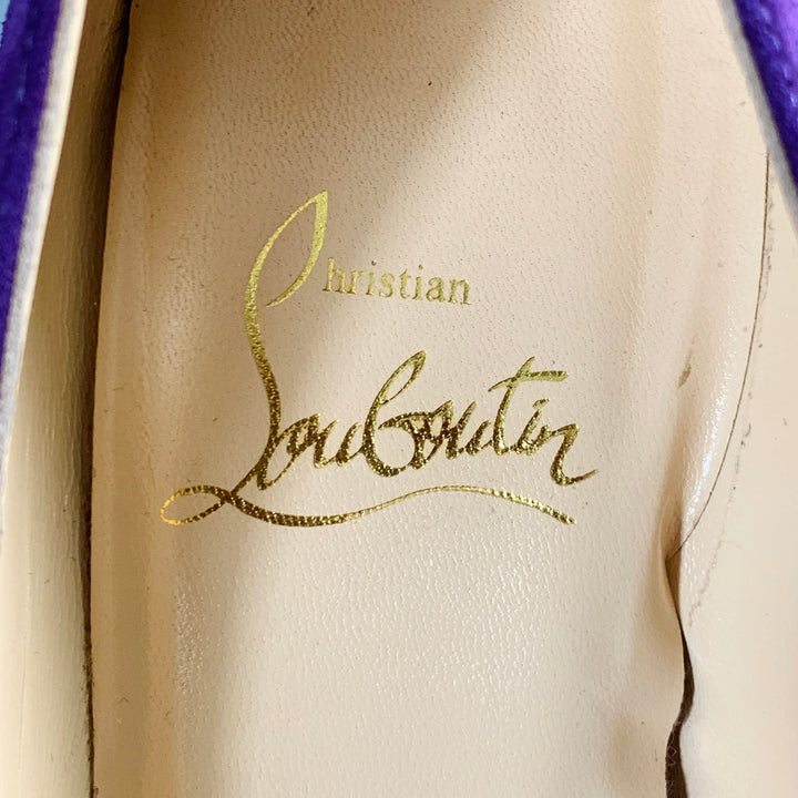 CHRISTIAN LOUBOUTIN Size 4.5 Purple Suede Platform Pumps