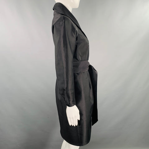 THREAD Size 0 Black Wool Silk Belted Pleated Coat