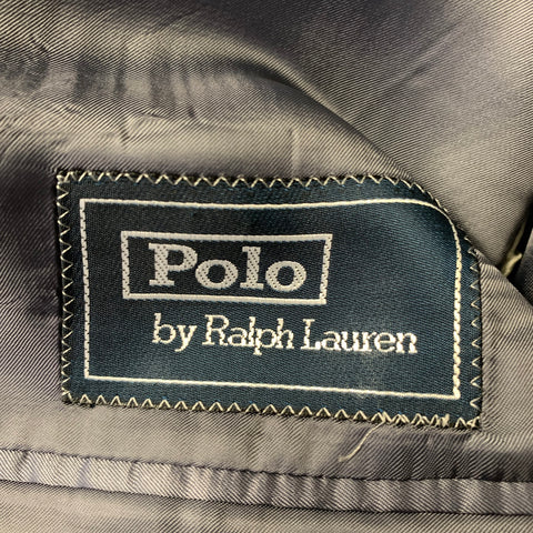RALPH LAUREN Chest Size 42 Regular Grey Blue Plaid Notch Lapel Sport Coat