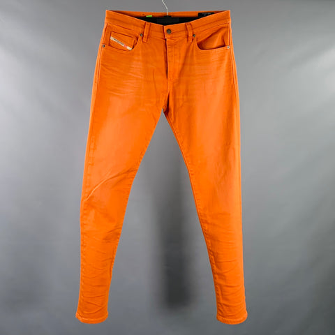 DIESEL Size 31 D-Strukt Orange Cotton Blend Slim 5 Pocket Jeans