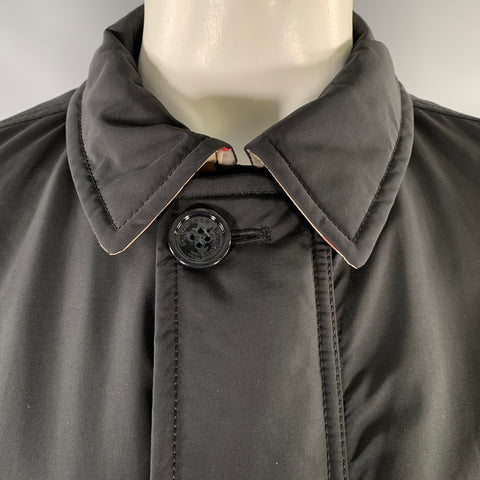 BURBERRY LONDON Size XL Black Polyamide blend Overcoat Coat