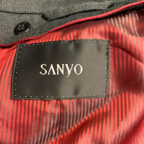 SANYO Size 46 Charcoal Wool Blend Rain Repellent Hidden Buttons Coat
