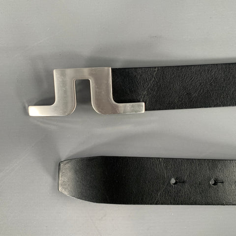 J.LINDEBERG Size 34 Black Silver Leather Belt