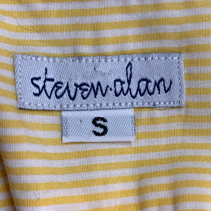 STEVEN ALAN Size S Yellow White Stripe Cotton Button Down Collar Long Sleeve Shirt